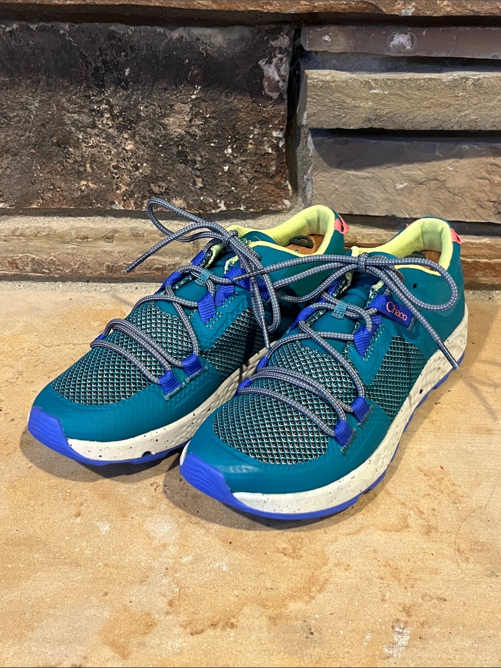 Chaco Canyonland Teal Trail Sneakers with Blue Accents